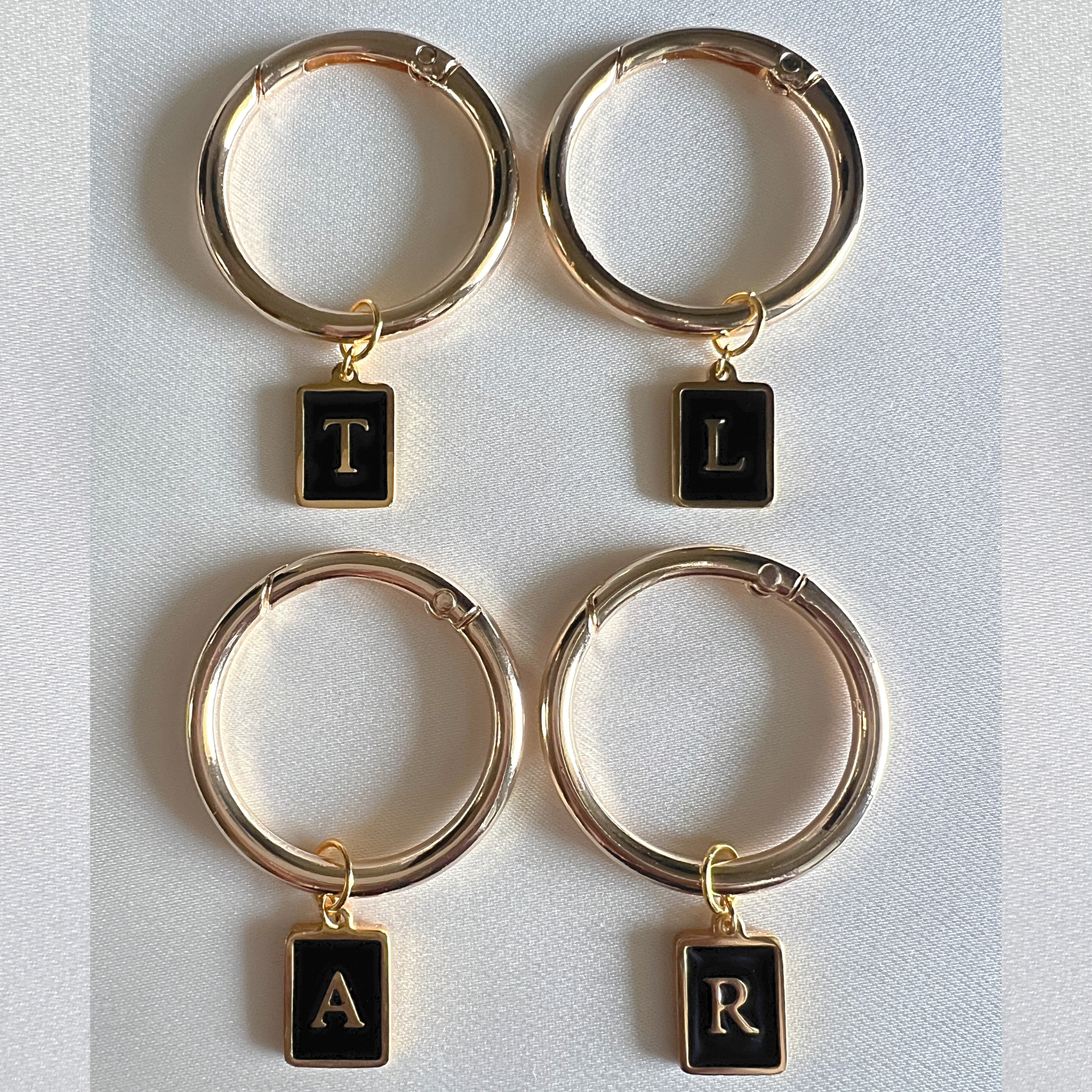 Vespera - Smooth Black Enamel Rectangle Monogram Wine Charms (Set of 4)