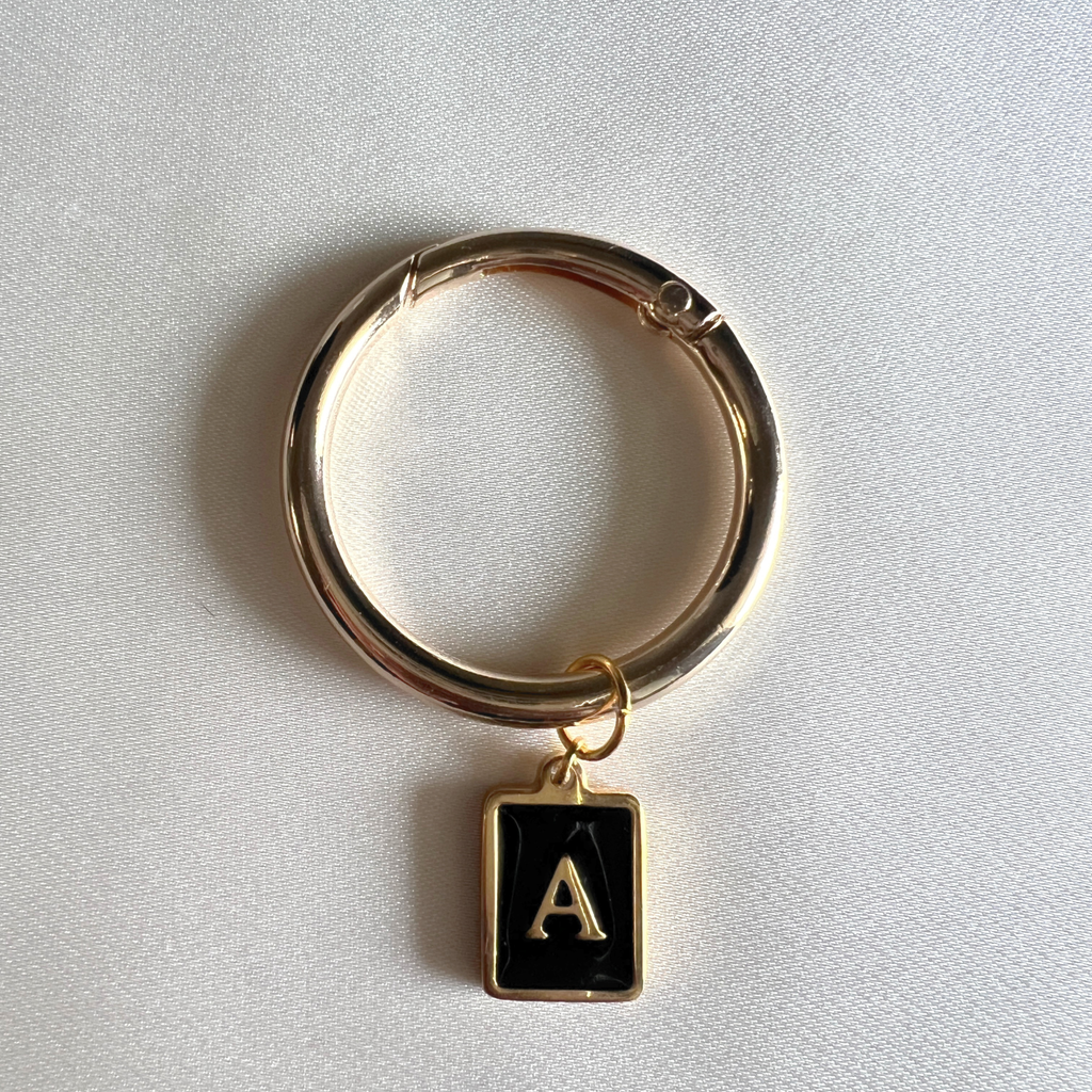 Vespera - Smooth Black Enamel Rectangle Monogram Wine Charms (Set of 4)