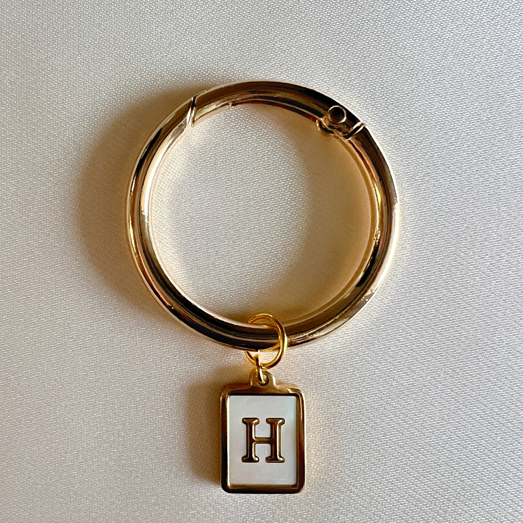 Celeste - Smooth Pearl Rectangle Monogram Wine Charms (Set of 4)