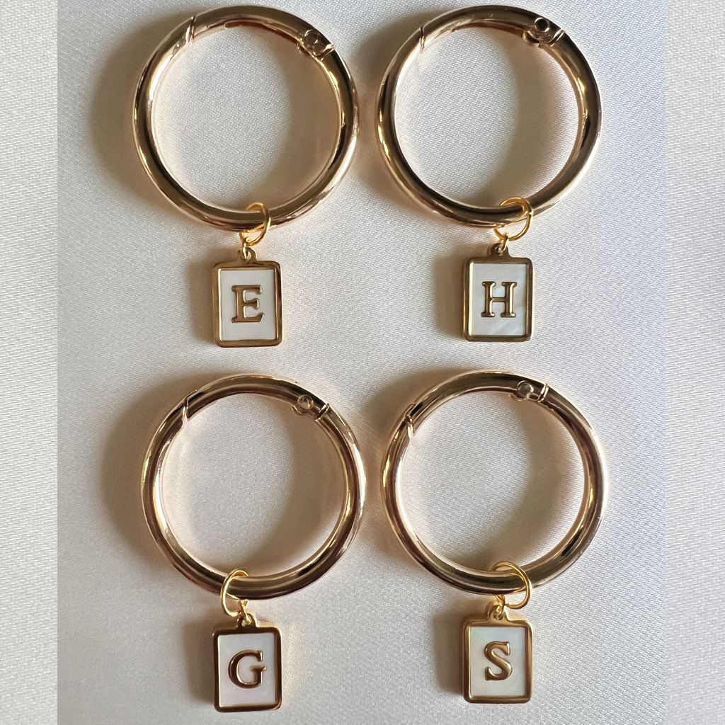 Celeste - Smooth Pearl Rectangle Monogram Wine Charms (Set of 4)