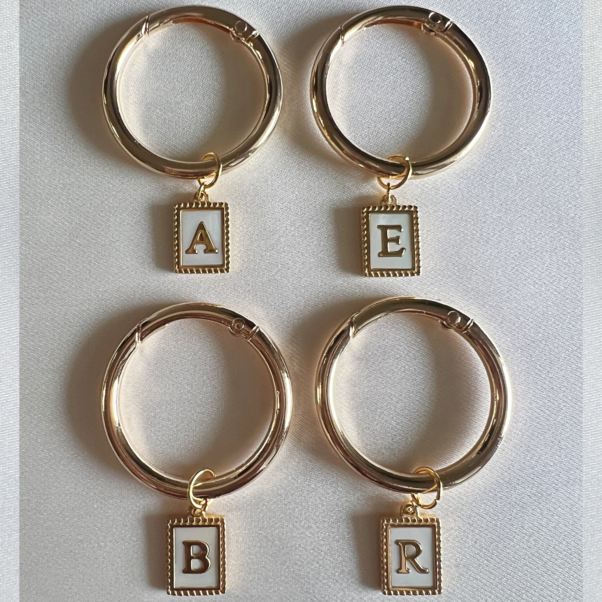 Charlotte - Beaded Pearl Rectangle Monogram Wine Charms (Set of 4)