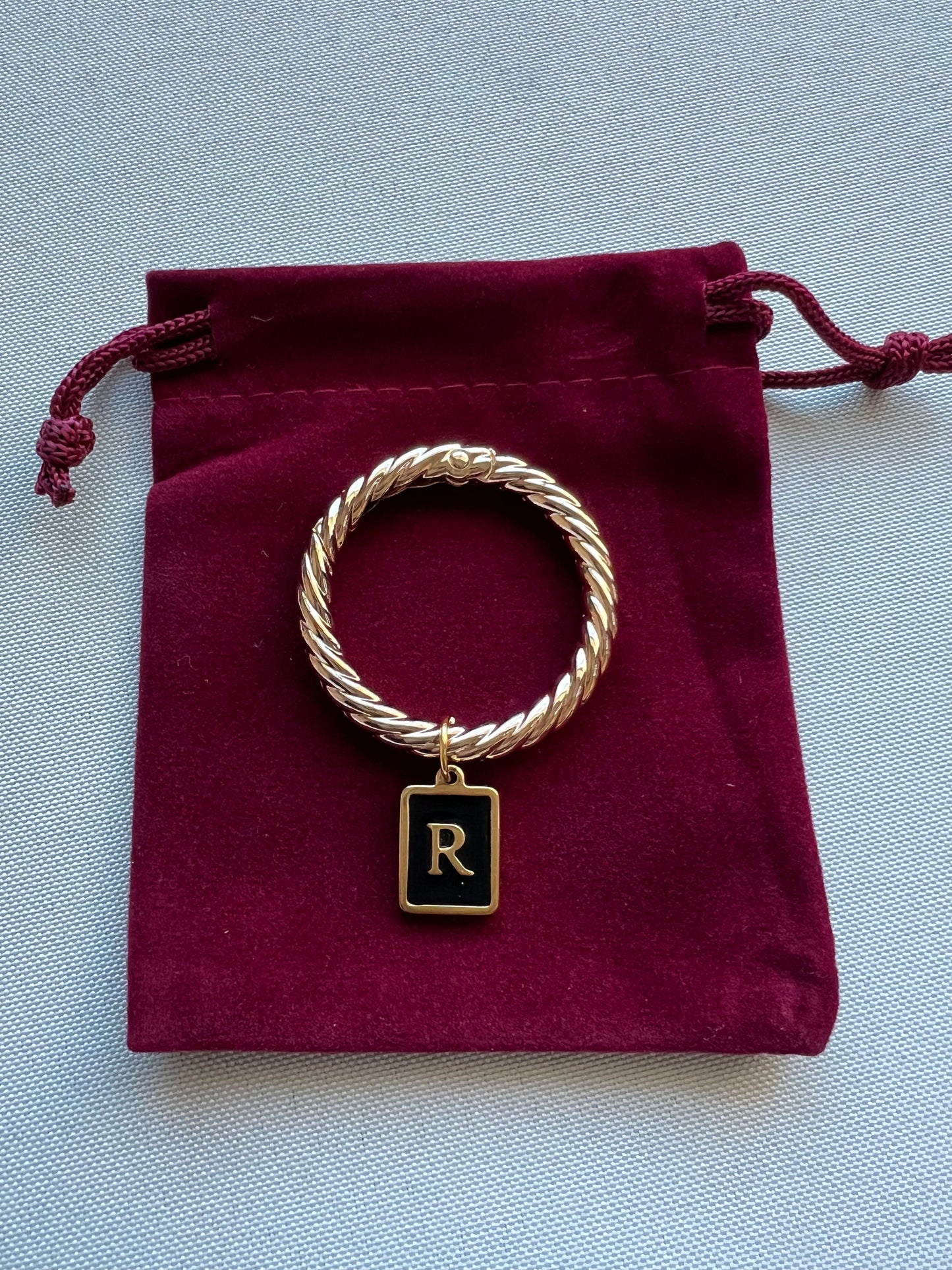 Smooth Gold Rectangle Frame Black Monogram Drink Marker Set
