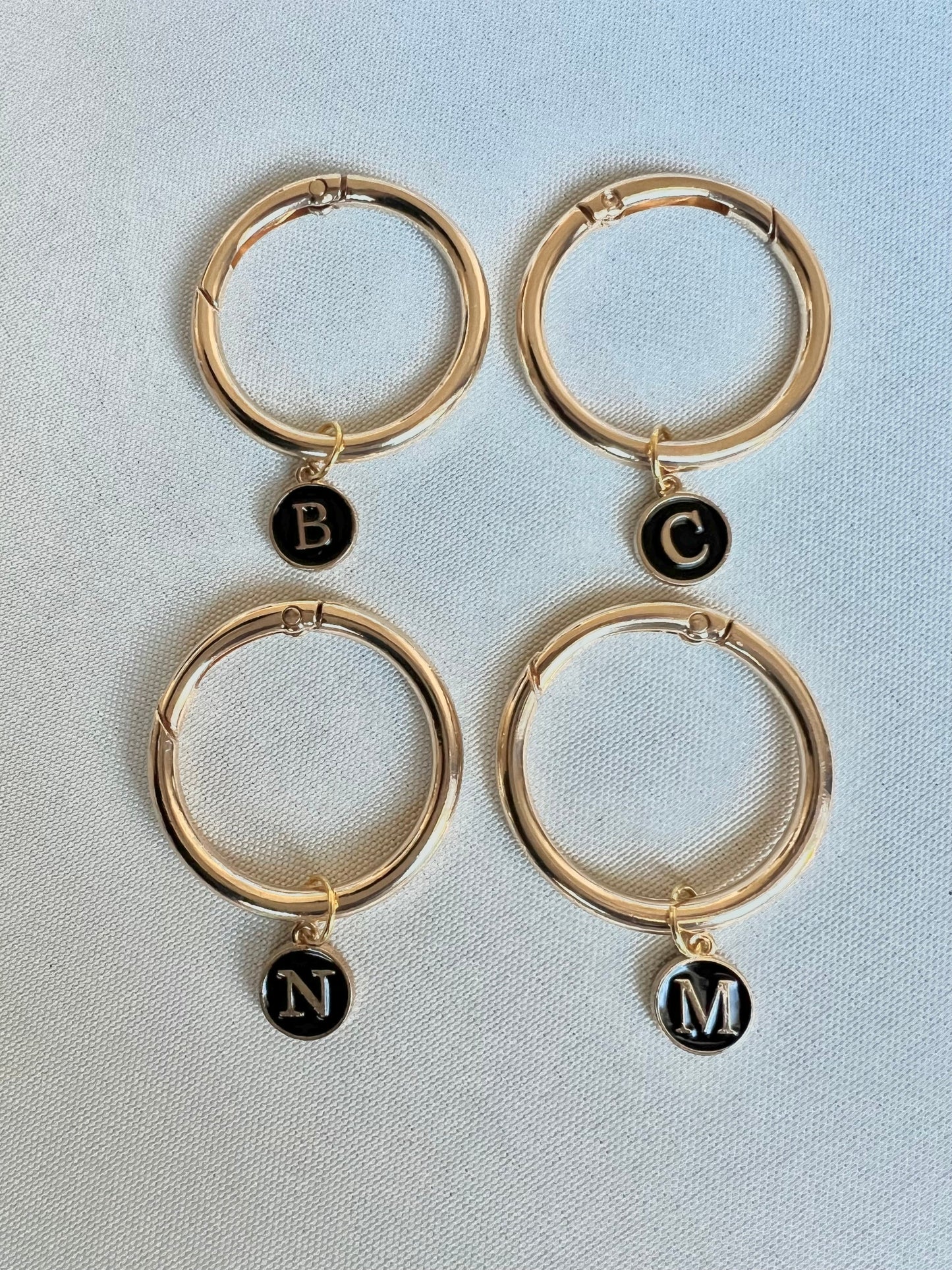Gold Round Frame Black Monogram Drink Marker Set