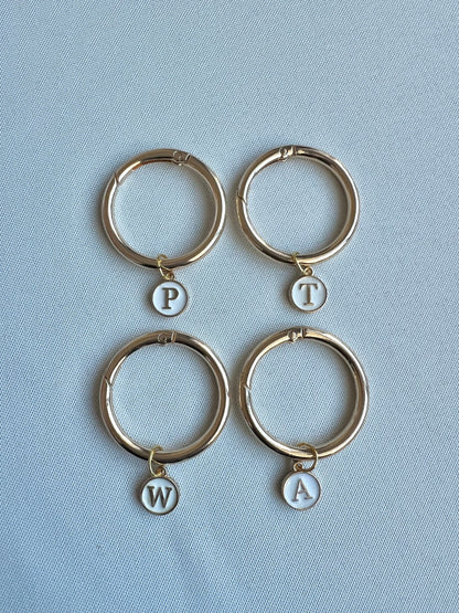 Gold Round Frame Ivory Monogram Drink Marker Set
