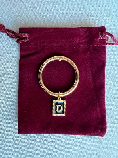 Gold Beaded Rectangle Frame Black Monogram Drink Marker Set