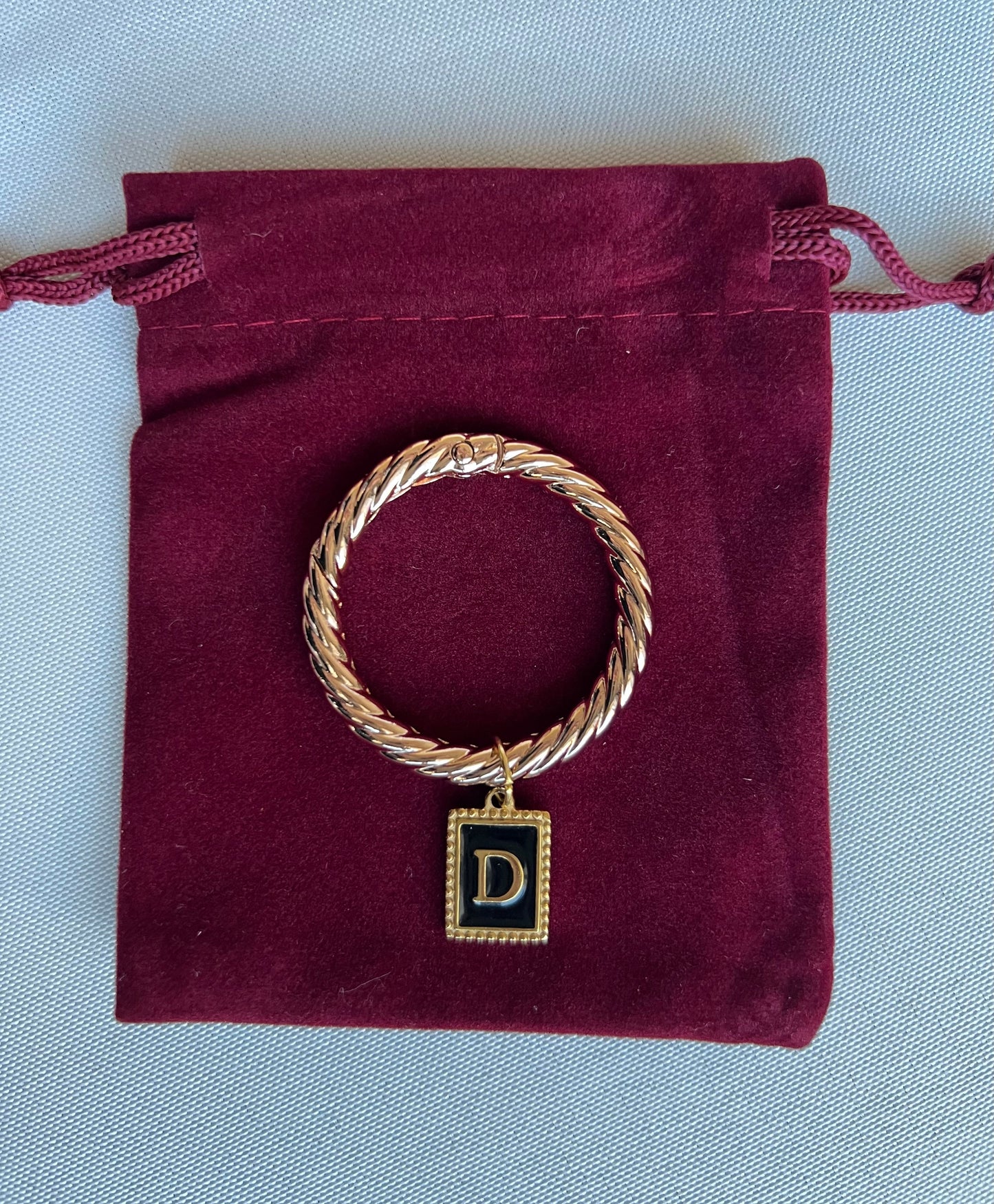 Gold Beaded Rectangle Frame Black Monogram Drink Marker Set