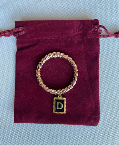Gold Beaded Rectangle Frame Black Monogram Drink Marker Set