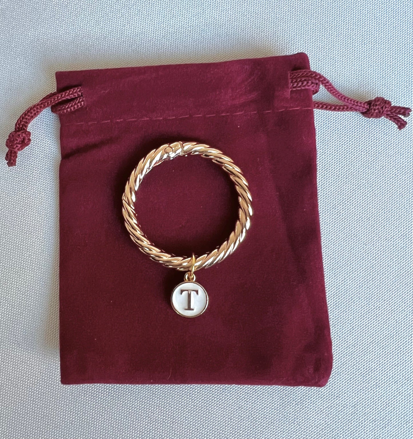 Gold Round Frame Ivory Monogram Drink Marker Set