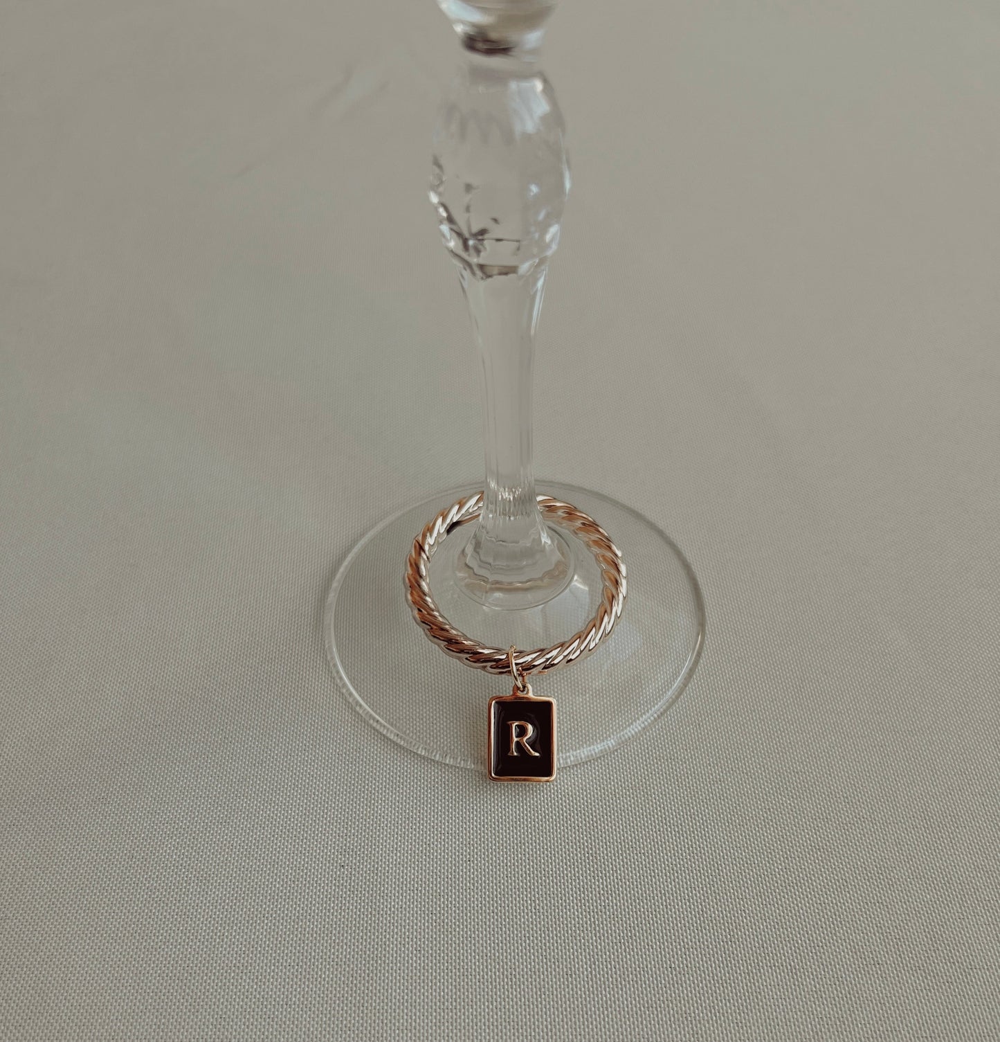 Smooth Gold Rectangle Frame Black Monogram Drink Marker Set