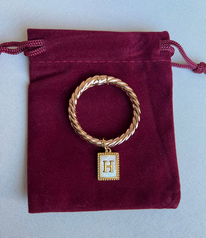 Gold Beaded Rectangle Frame Pearl Monogram Drink Marker Set