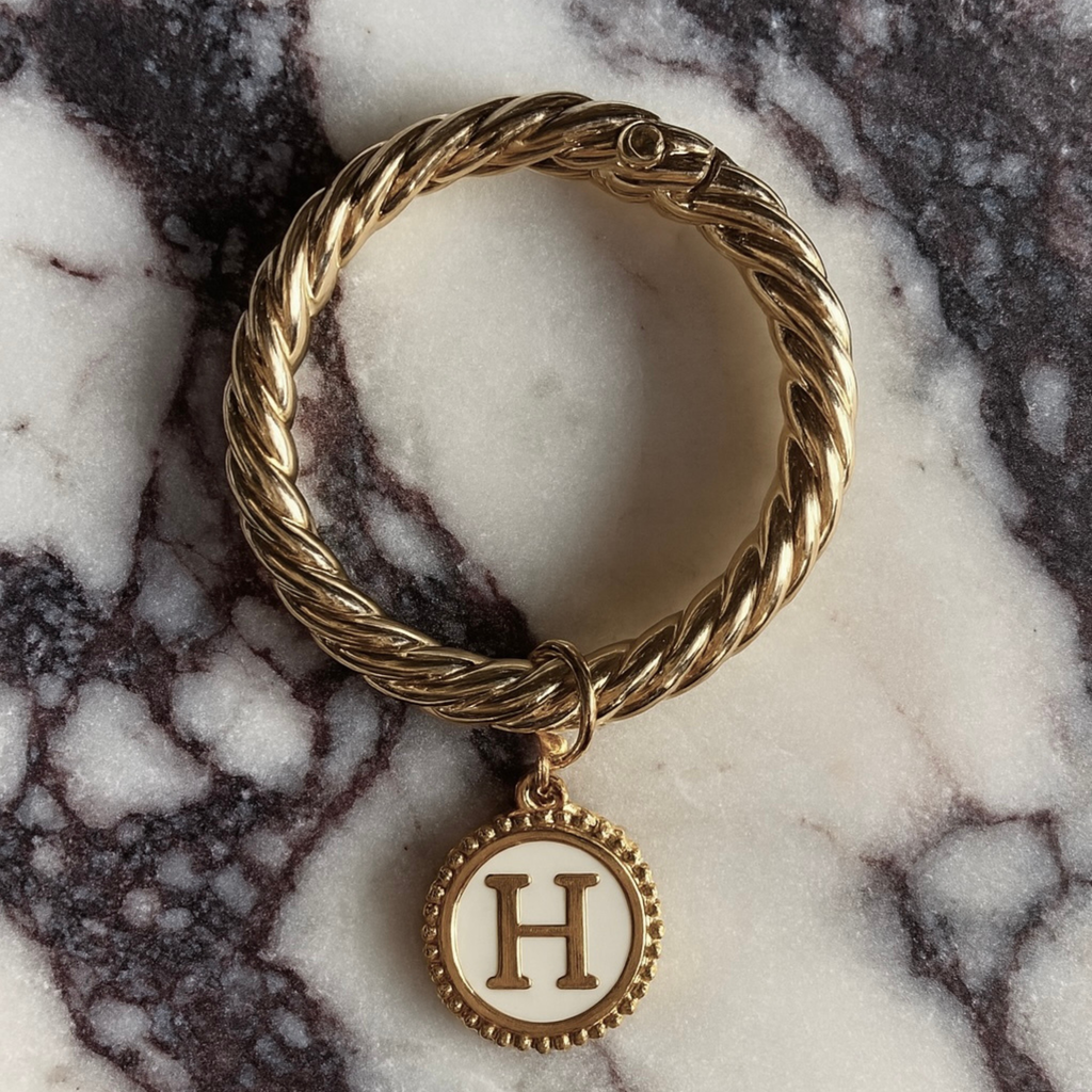 Daphne - Beaded Round Pearl Monogram Wine Charms (Set of 4)