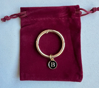 Gold Round Frame Black Monogram Drink Marker Set