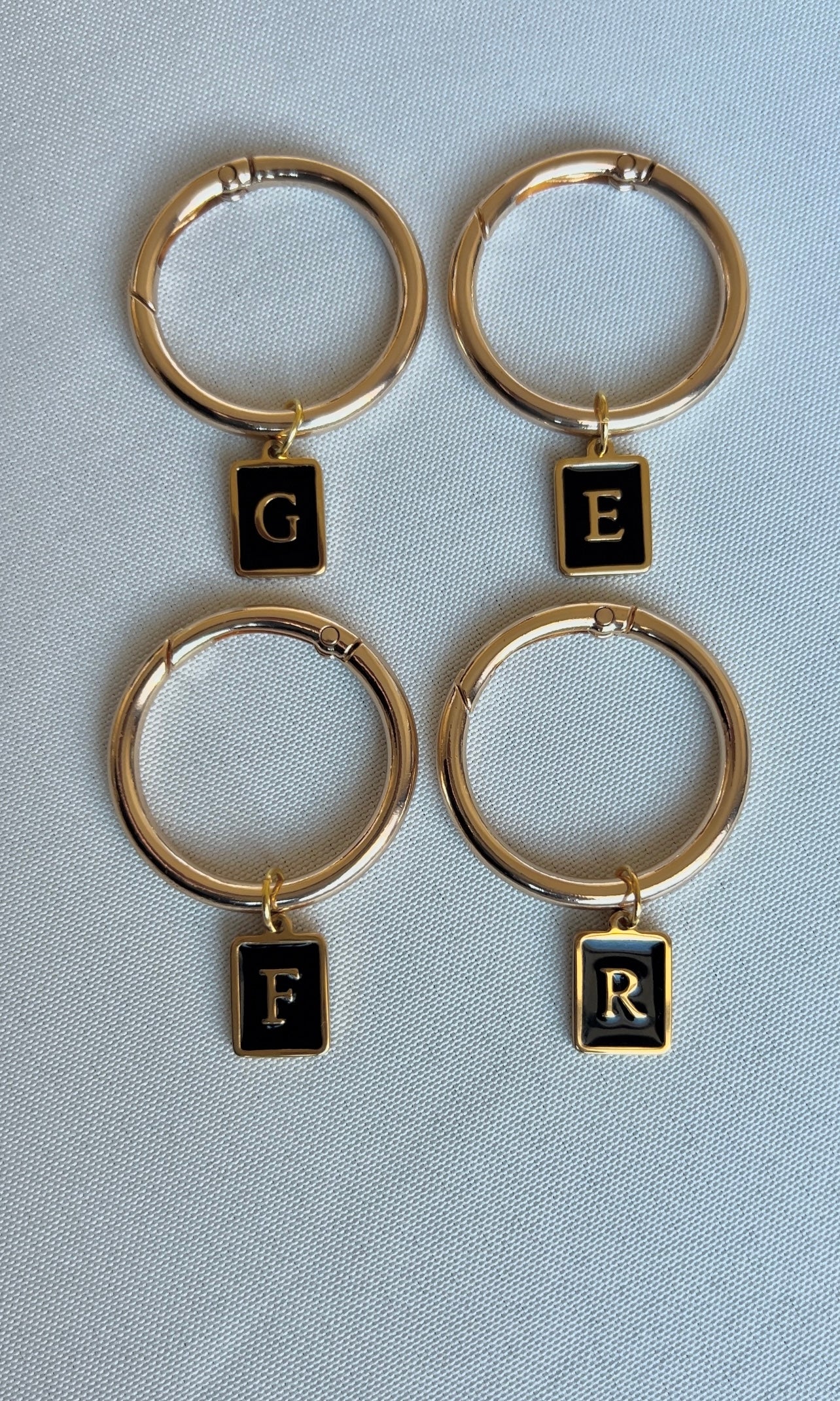 Smooth Gold Rectangle Frame Black Monogram Drink Marker Set