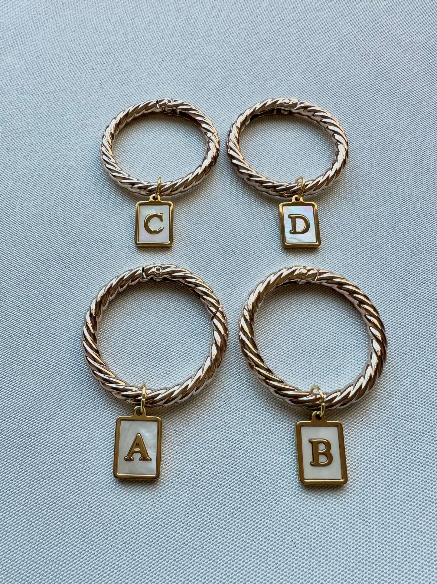 Smooth Gold Rectangle Frame Pearl Monogram Drink Marker Set