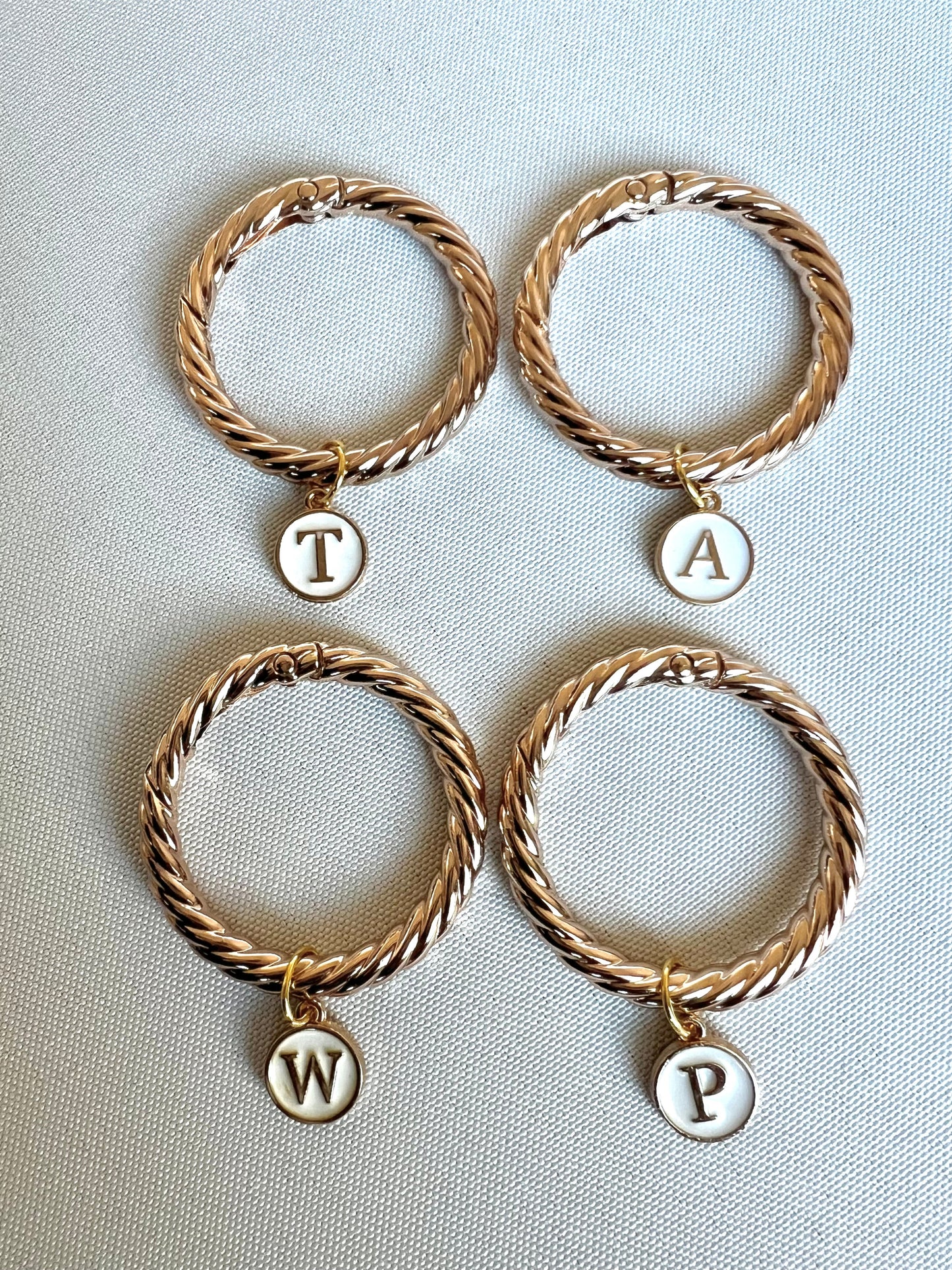 Gold Round Frame Ivory Monogram Drink Marker Set