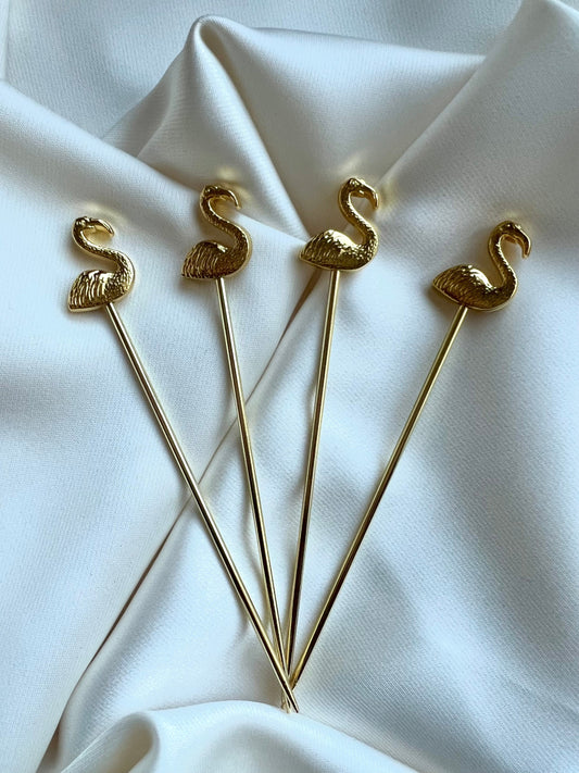 Gold Cocktail Pick Set - Swan