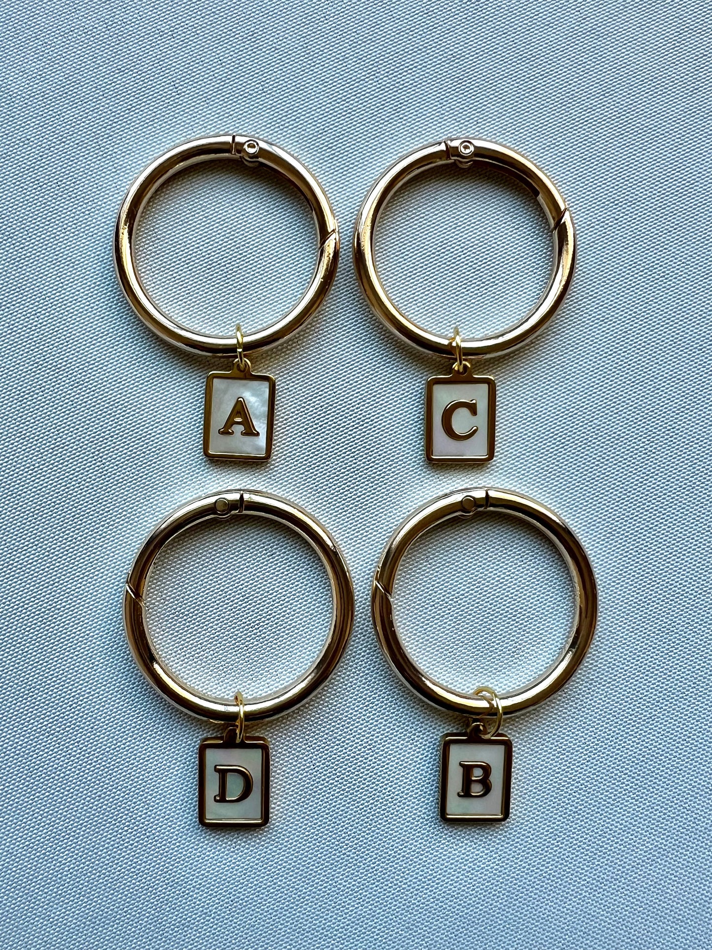 Smooth Gold Rectangle Frame Pearl Monogram Drink Marker Set