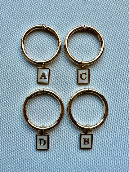 Smooth Gold Rectangle Frame Pearl Monogram Drink Marker Set