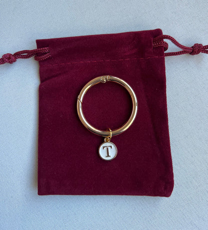 Gold Round Frame Ivory Monogram Drink Marker Set