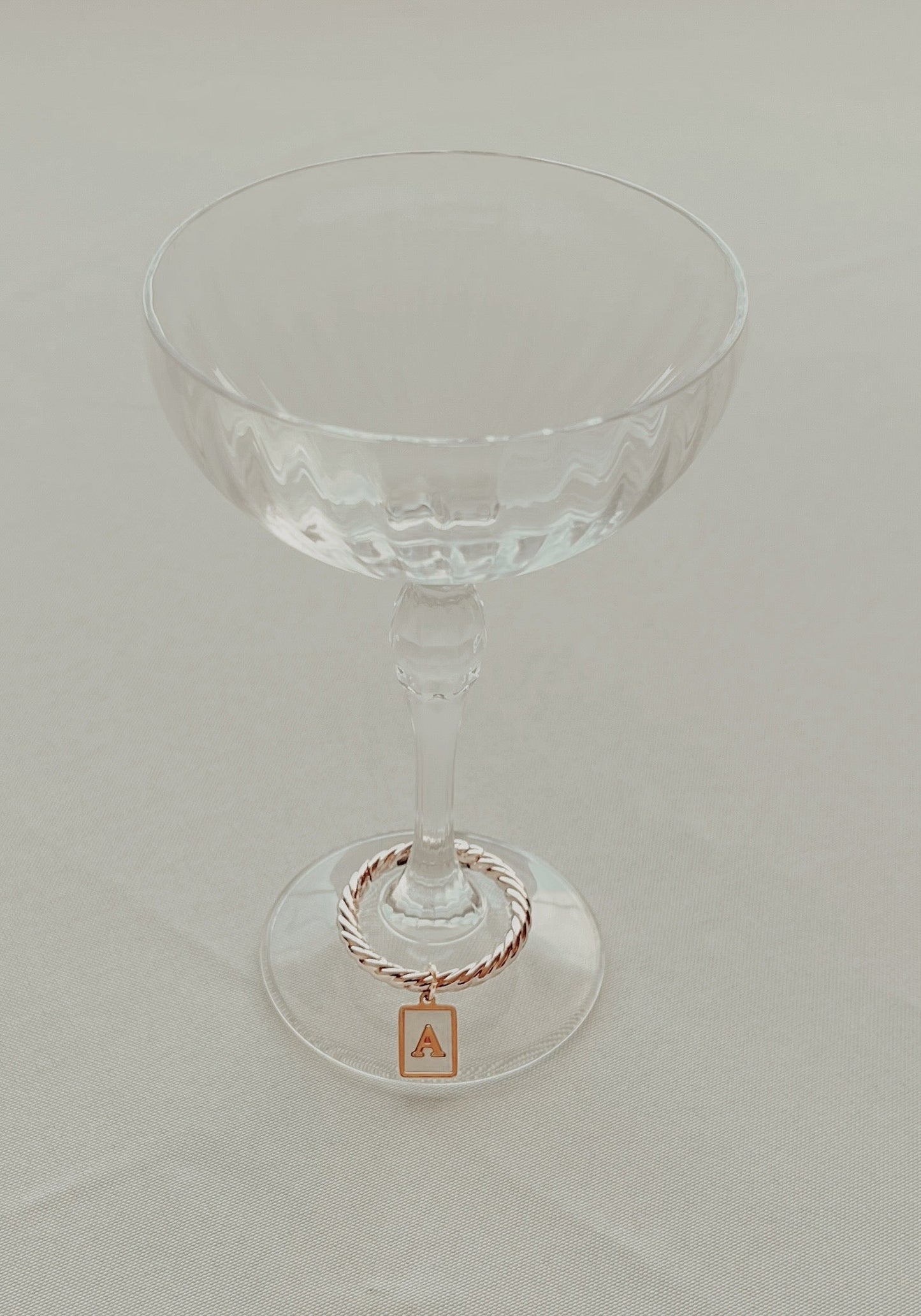 Smooth Gold Rectangle Frame Pearl Monogram Drink Marker Set