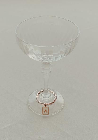 Smooth Gold Rectangle Frame Pearl Monogram Drink Marker Set