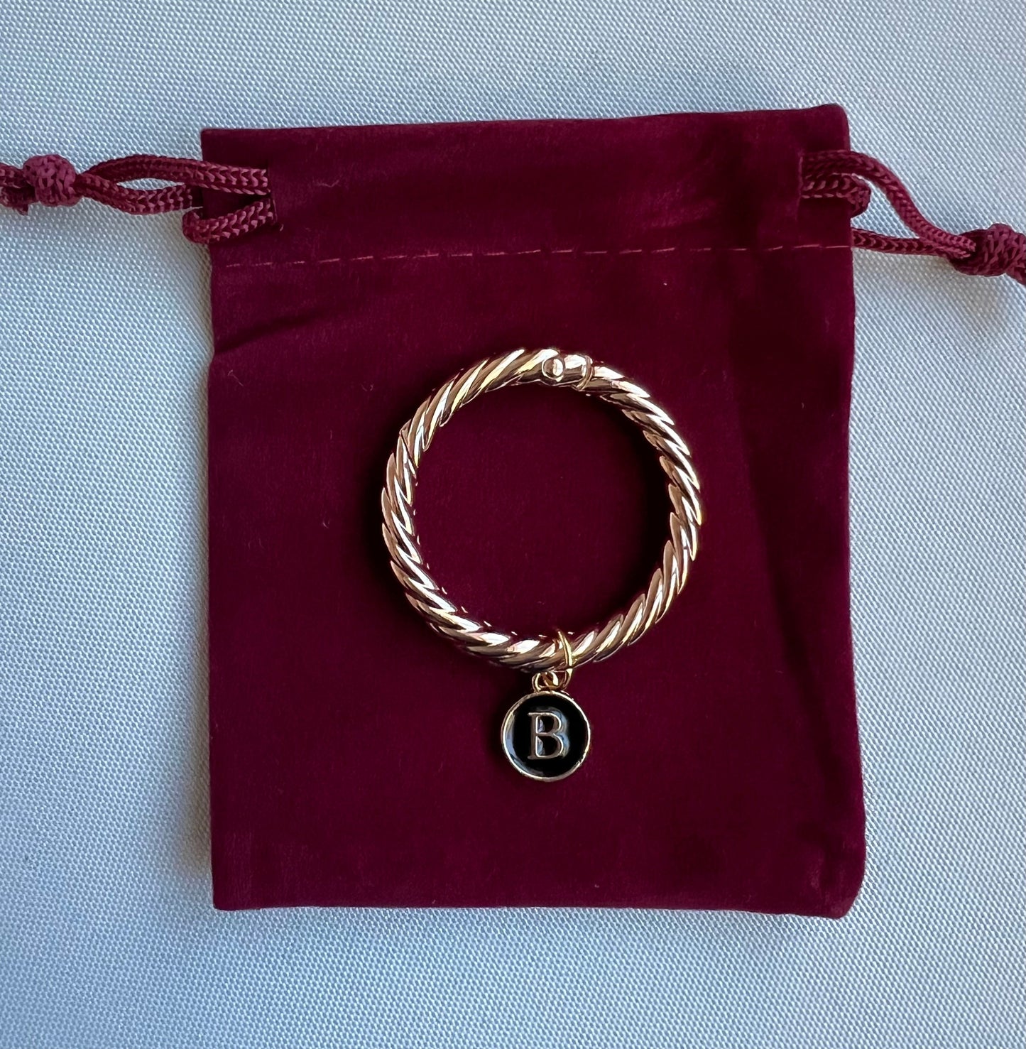 Gold Round Frame Black Monogram Drink Marker Set