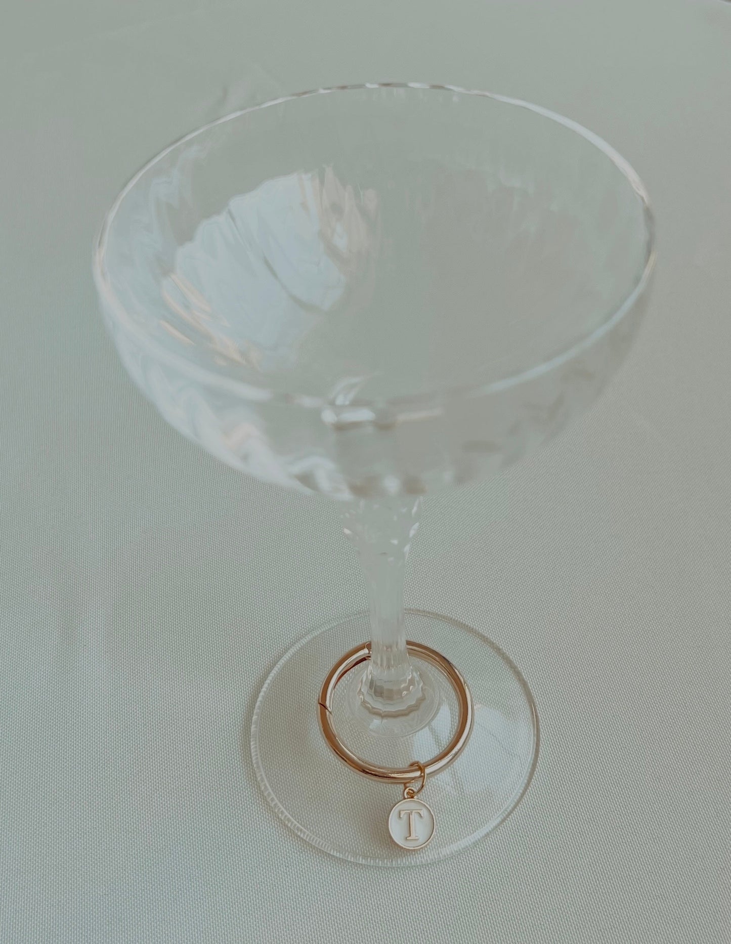Gold Round Frame Ivory Monogram Drink Marker Set