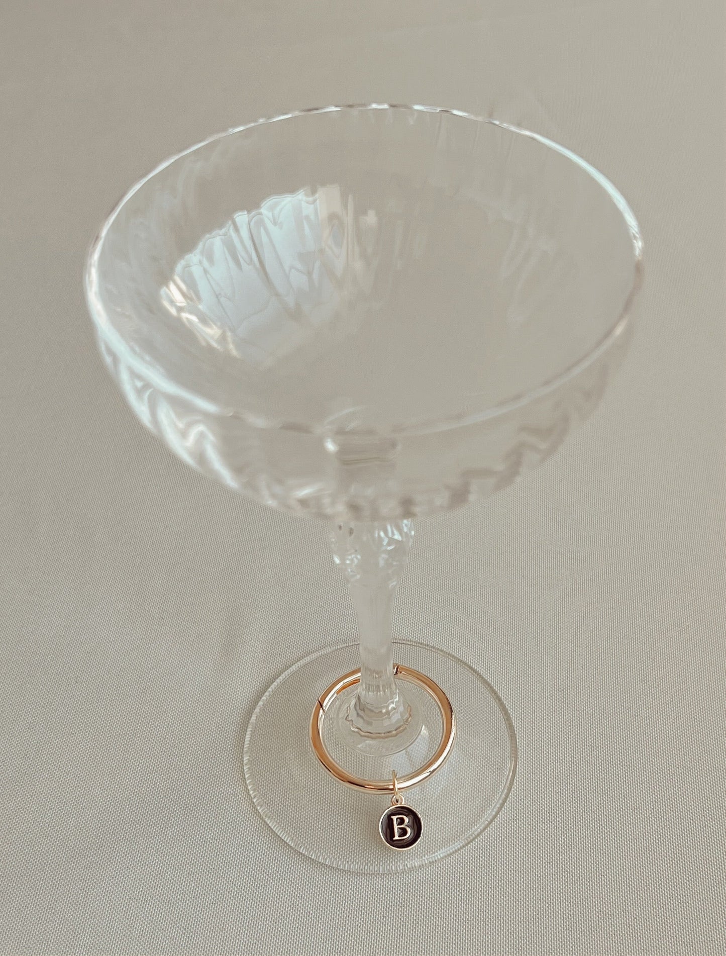 Gold Round Frame Black Monogram Drink Marker Set
