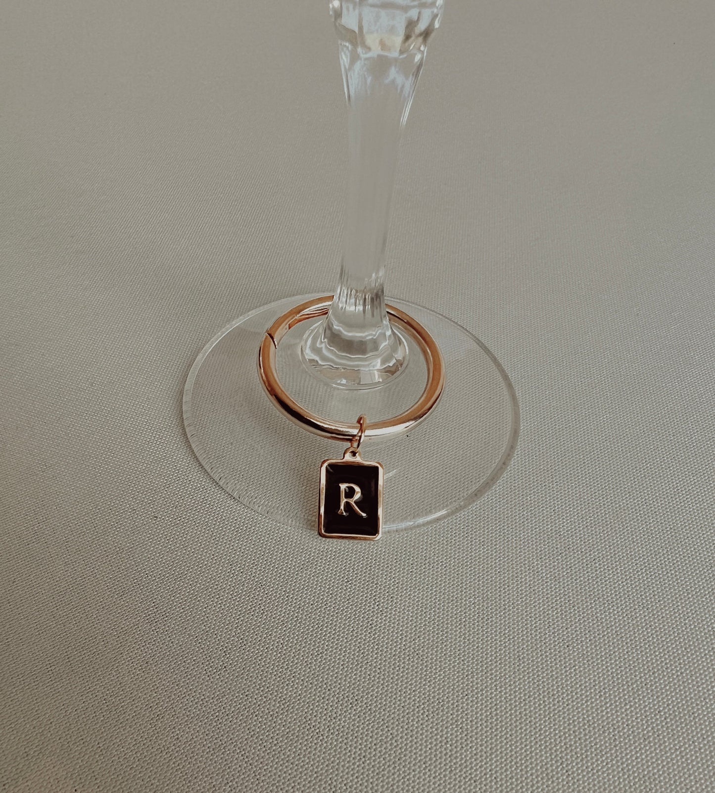 Smooth Gold Rectangle Frame Black Monogram Drink Marker Set