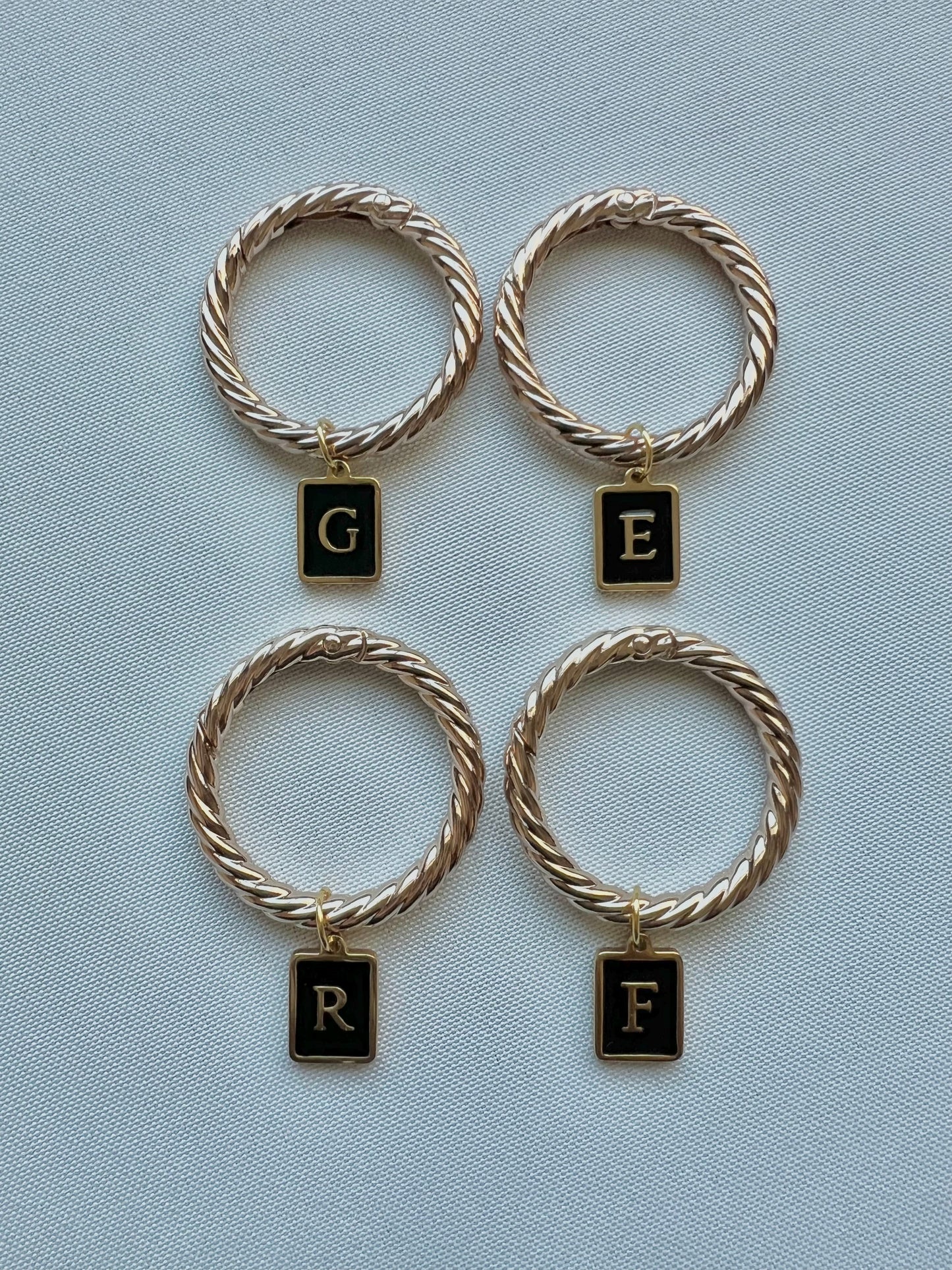 Smooth Gold Rectangle Frame Black Monogram Drink Marker Set