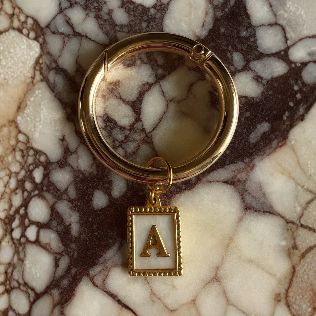 Charlotte - Beaded Pearl Rectangle Monogram Wine Charms (Set of 4)