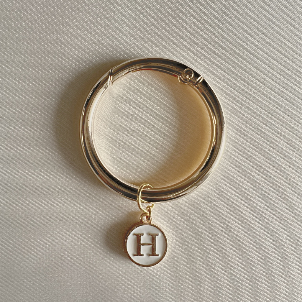Hera - Smooth Round Ivory Enamel Monogram Wine Charms (Set of 4)