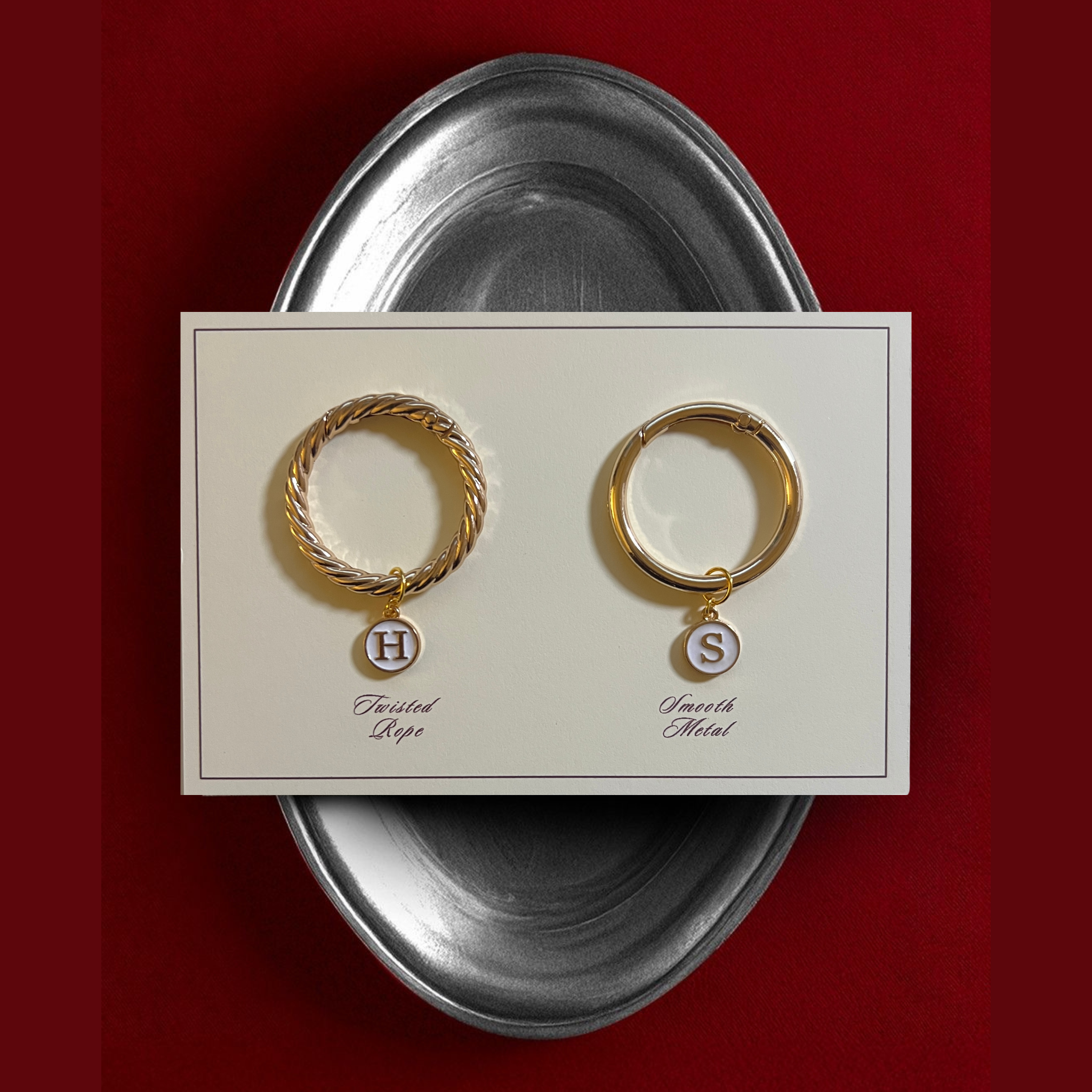 Hera - Smooth Round Ivory Enamel Monogram Wine Charms (Set of 4)