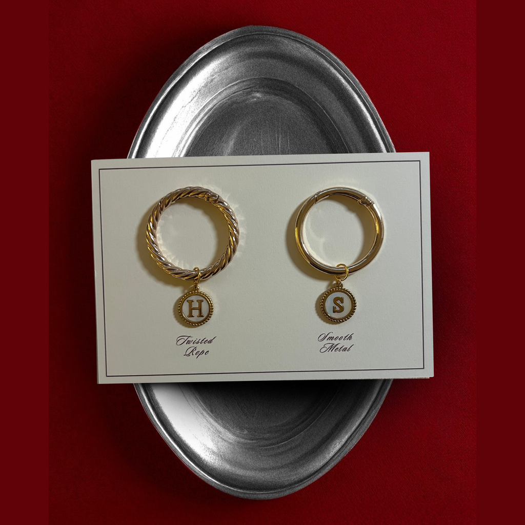 Daphne - Beaded Round Pearl Monogram Wine Charms (Set of 4)