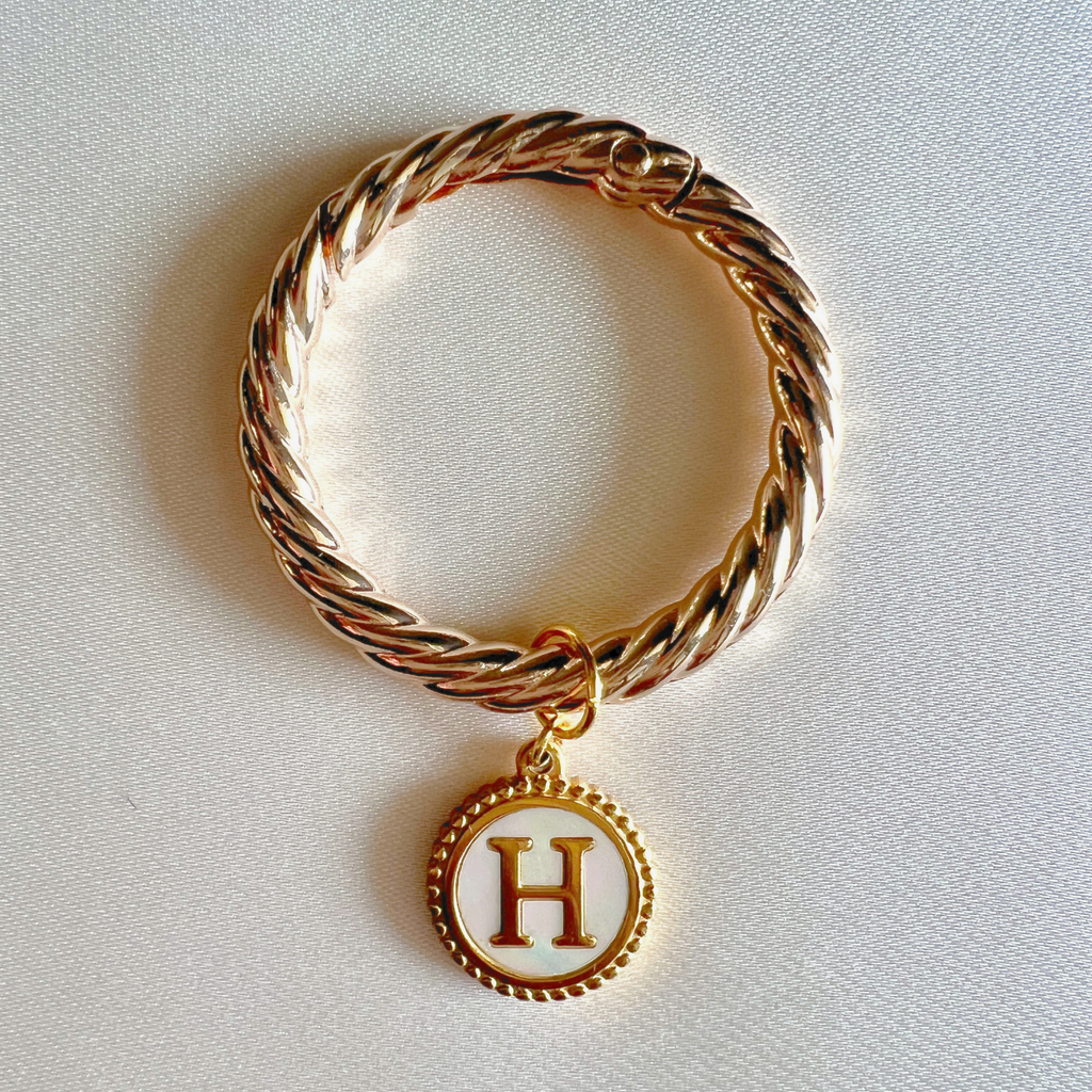 Daphne - Beaded Round Pearl Monogram Wine Charms (Set of 4)