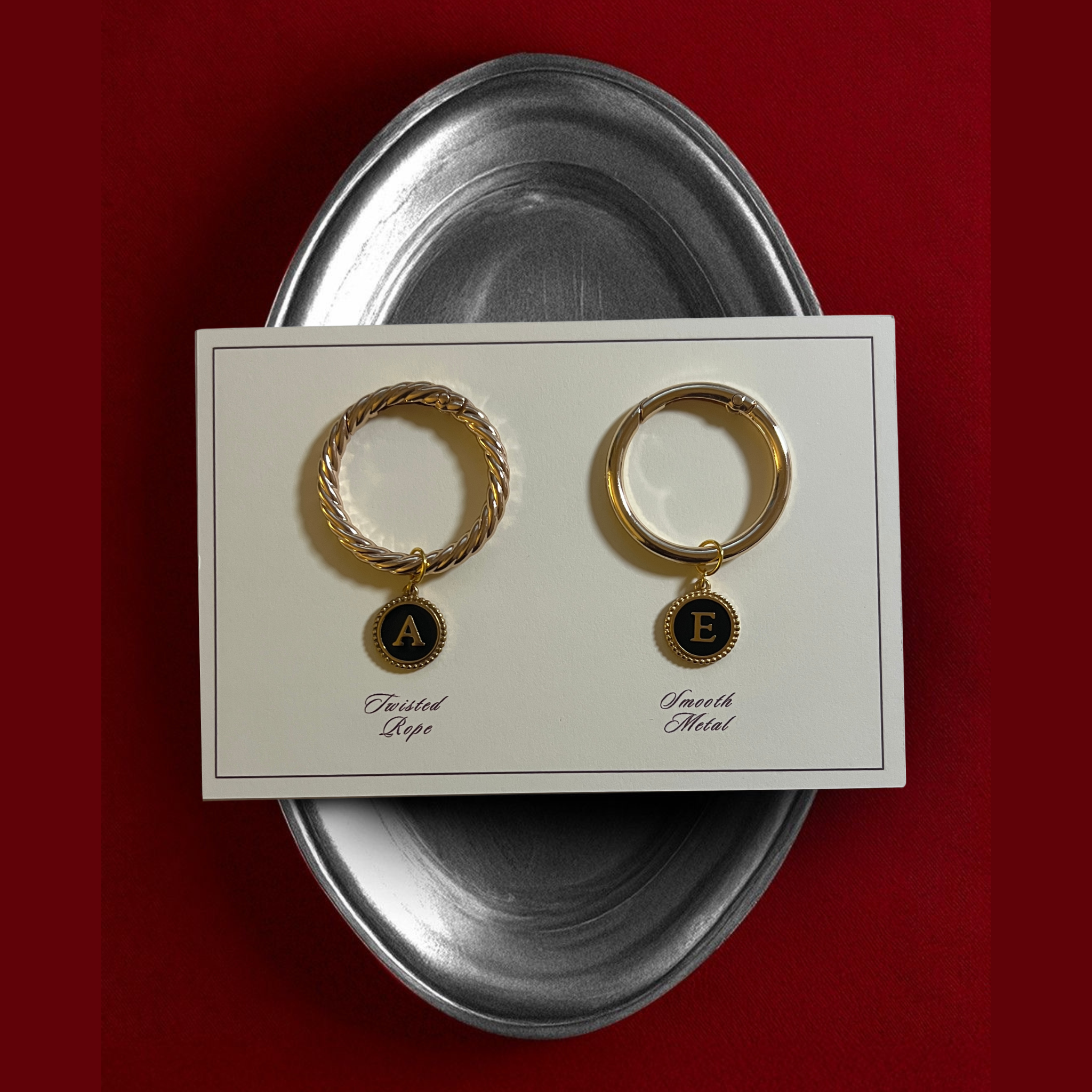 Zora - Beaded Round Black Monogram Wine Charms (Set of 4)