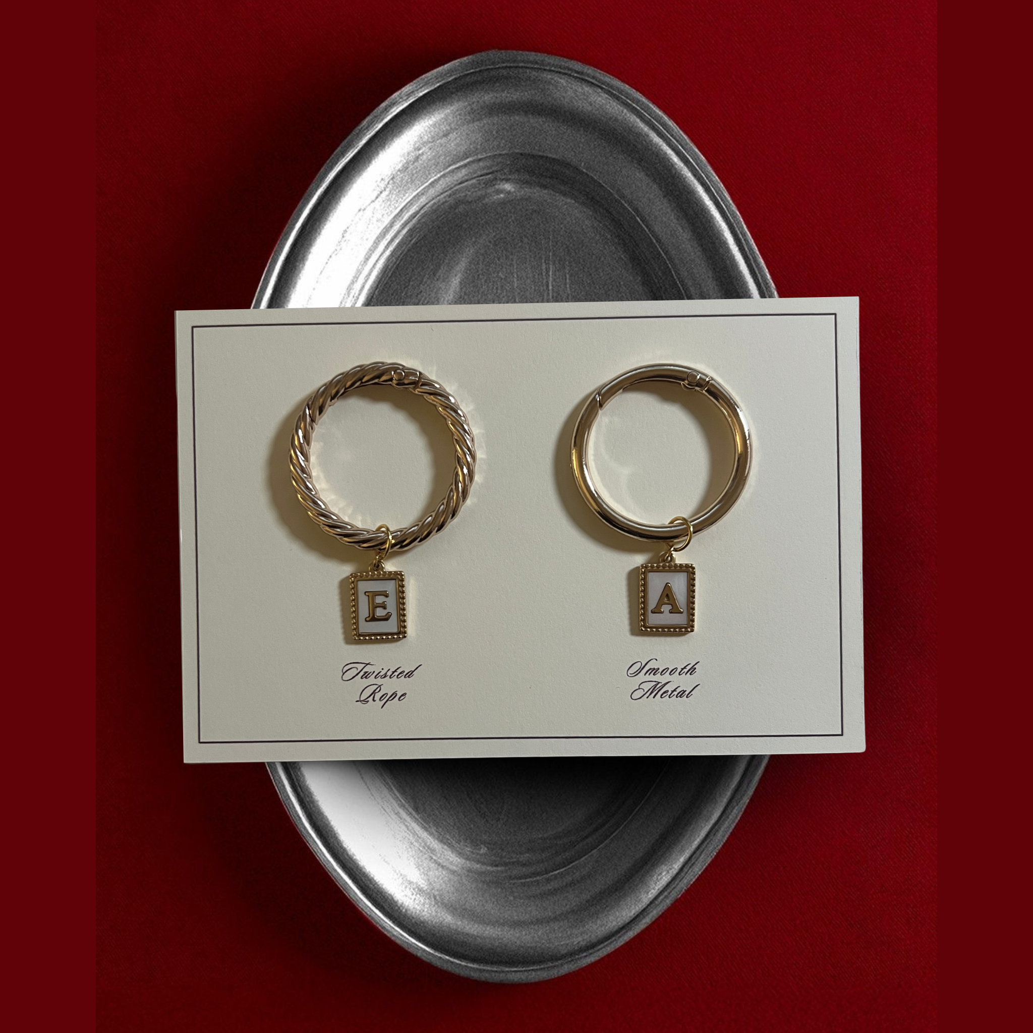 Charlotte - Beaded Pearl Rectangle Monogram Wine Charms (Set of 4)