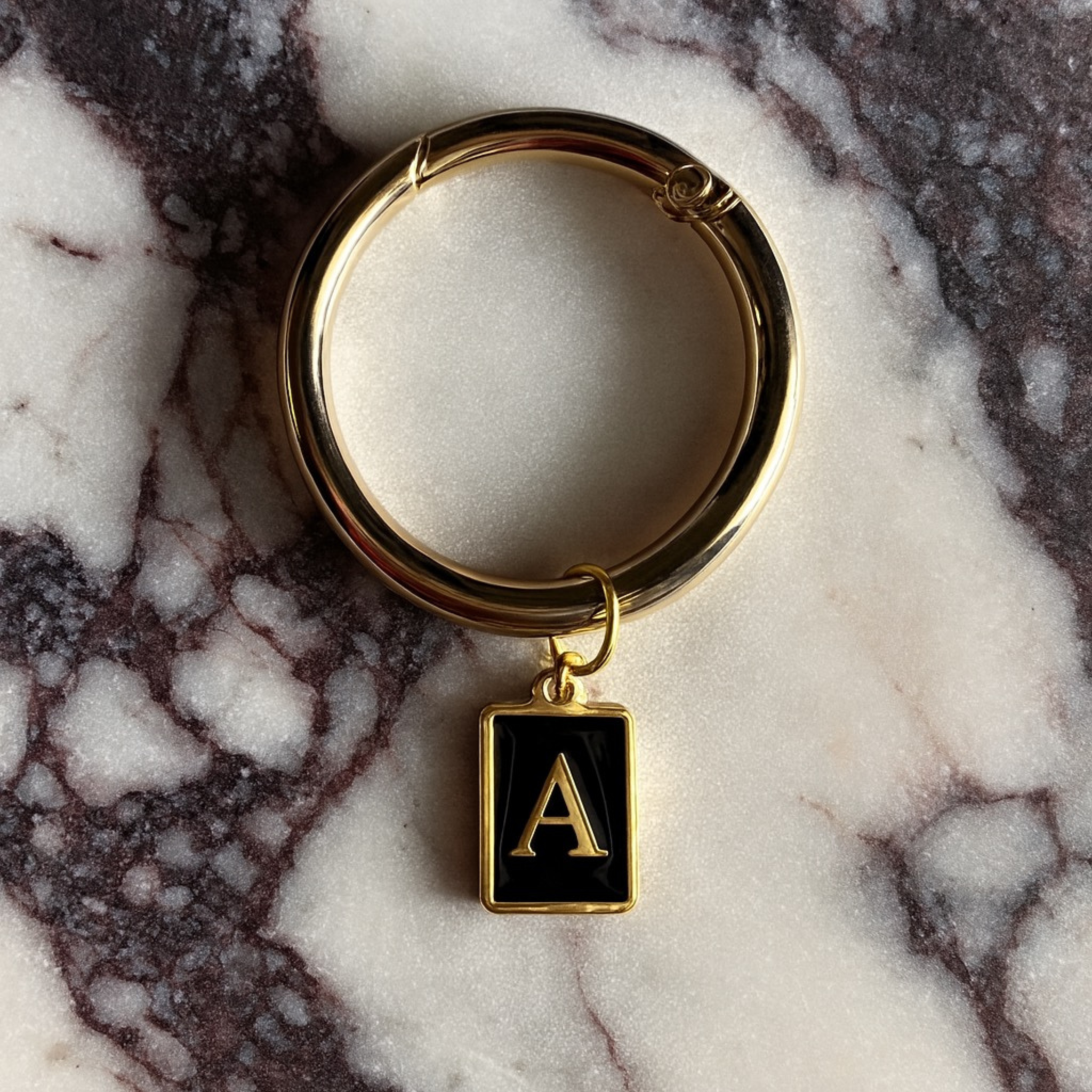 Vespera - Smooth Black Enamel Rectangle Monogram Wine Charms (Set of 4)