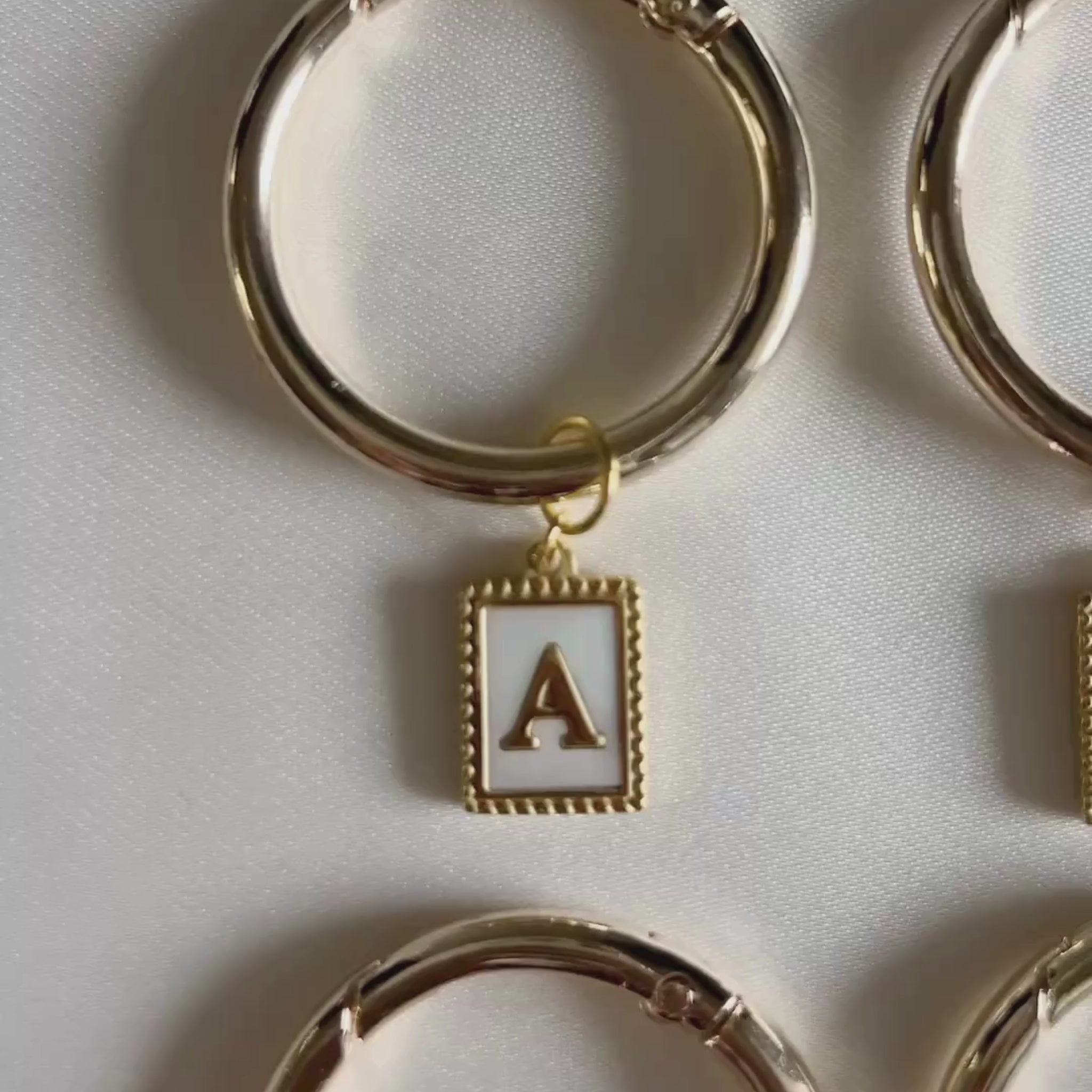 Charlotte - Beaded Pearl Rectangle Monogram Wine Charms (Set of 4)