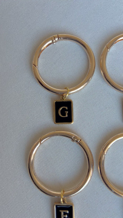 Smooth Gold Rectangle Frame Black Monogram Drink Marker Set