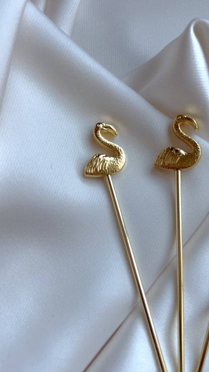 Gold Cocktail Pick Set - Swan