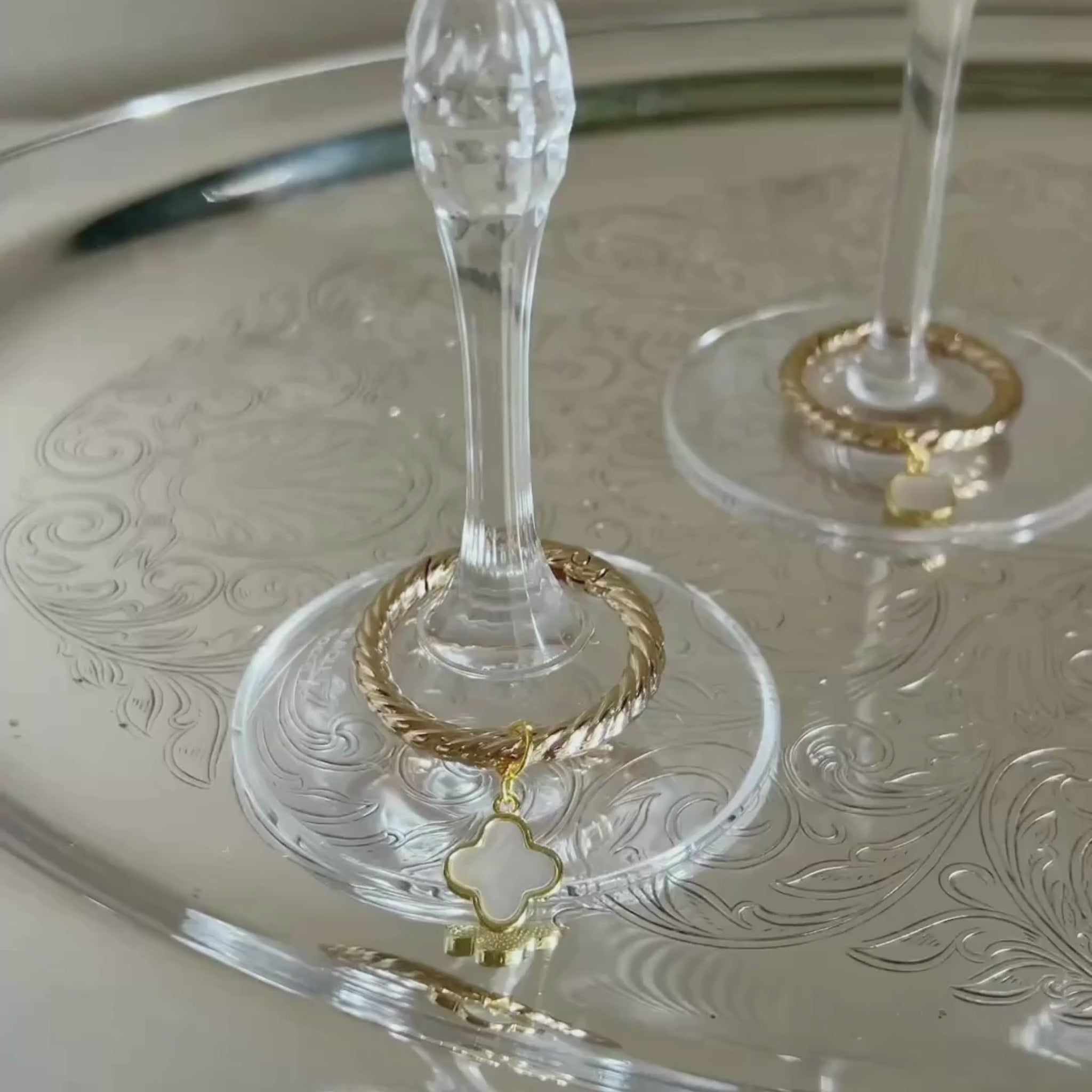 Odessa - Mother of Pearl Motif Wine Charms (Set of 4)