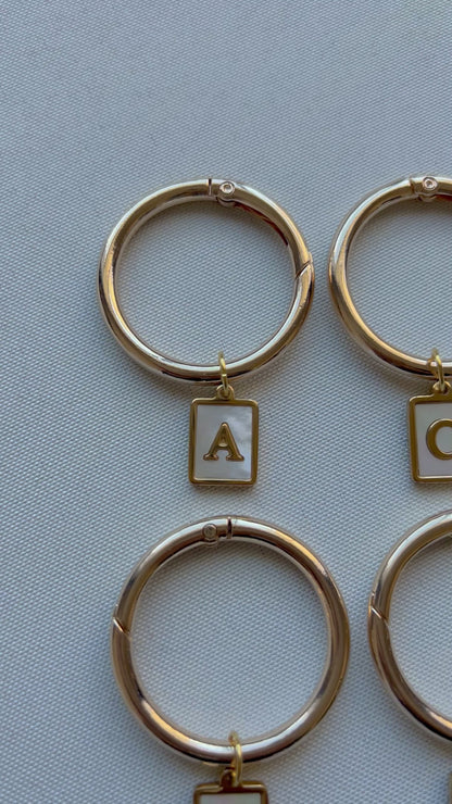 Smooth Gold Rectangle Frame Pearl Monogram Drink Marker Set