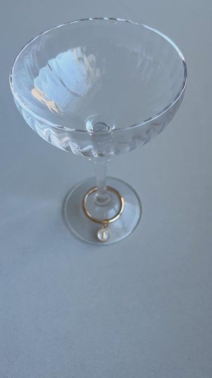 Gold Round Frame Ivory Monogram Drink Marker Set