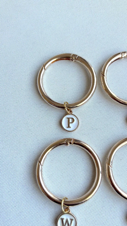 Gold Round Frame Ivory Monogram Drink Marker Set