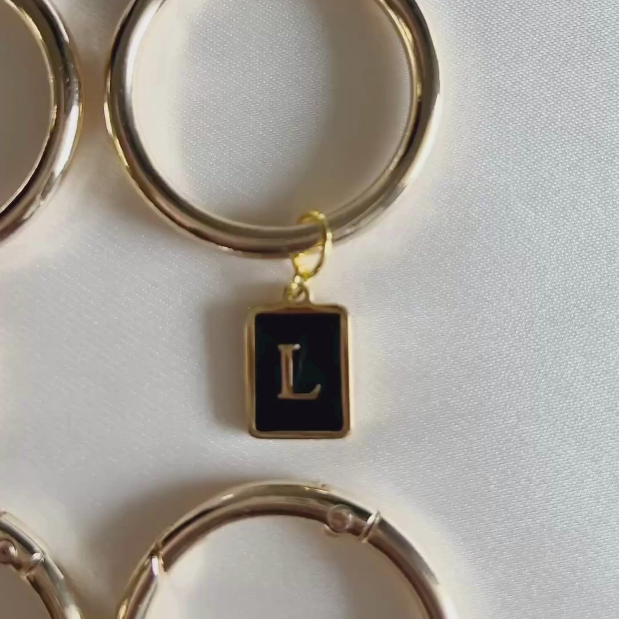 Vespera - Smooth Black Enamel Rectangle Monogram Wine Charms (Set of 4)