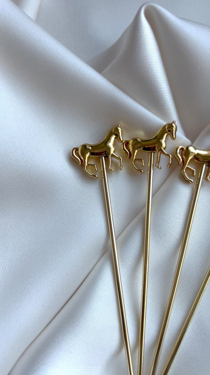 Gold Cocktail Pick Set - Horse