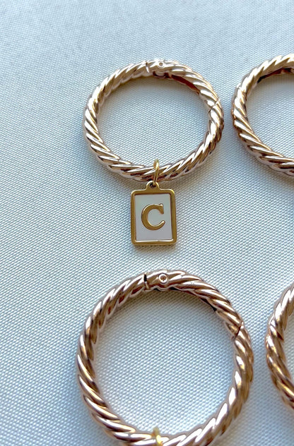 Smooth Gold Rectangle Frame Pearl Monogram Drink Marker Set