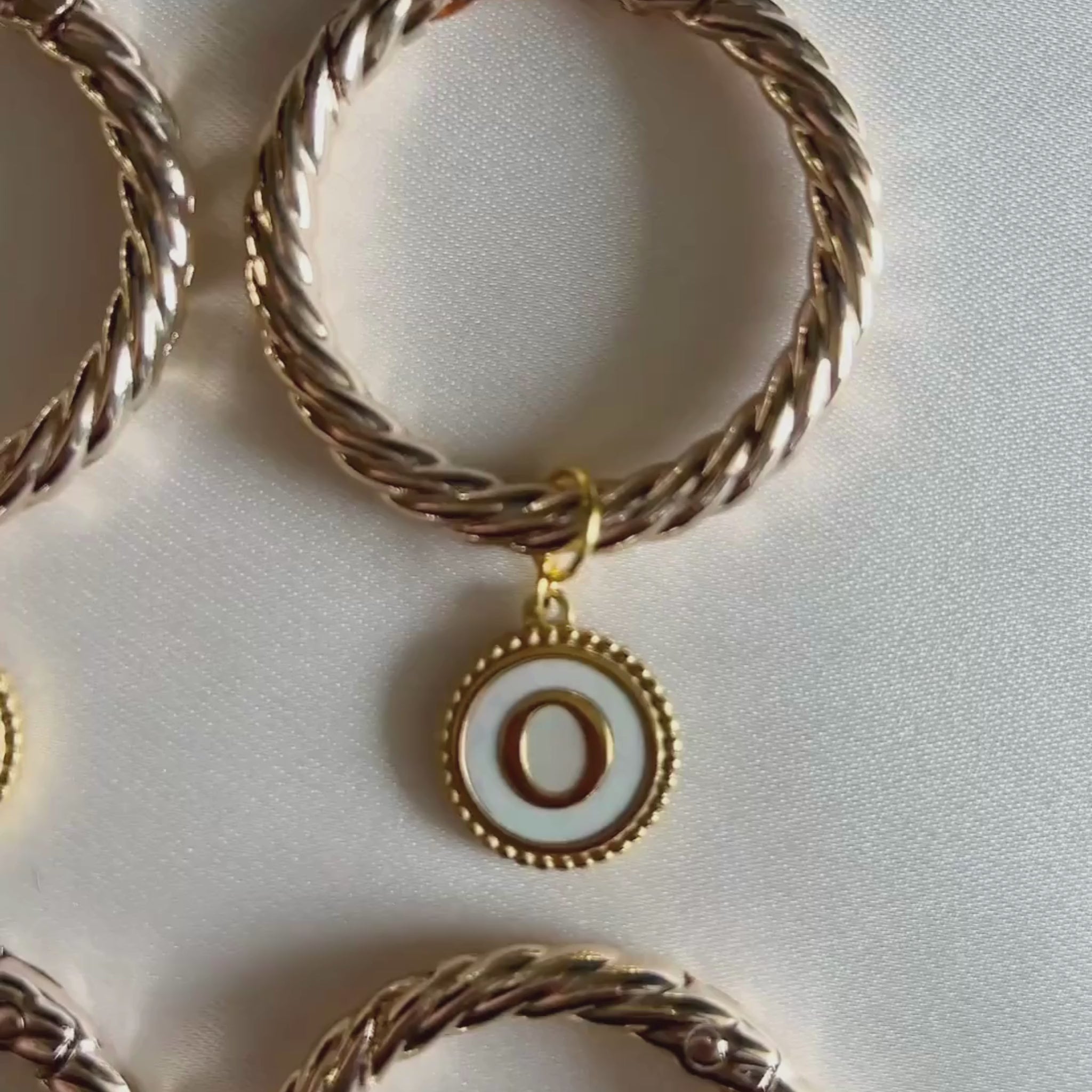 Daphne - Beaded Round Pearl Monogram Wine Charms (Set of 4)